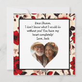 美しいブラックレッドの花柄 ヴァレンタインデー シーズンカード (裏面)