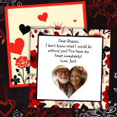 美しいブラックレッドの花柄 ヴァレンタインデー シーズンカード