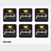 美しいブラック金ゴールドグラッドハット2025卒業 スクエアシール (シート)