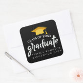 美しいブラック金ゴールドグラッドハット2025卒業 スクエアシール (封筒)