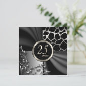 美しいブラック25周年パーティー招待状 招待状 (スタンド正面)