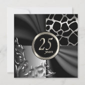 美しいブラック25周年パーティー招待状 招待状 (正面)
