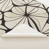 美しいブラック&クリームフローラ毛布 シェルパブランケット (3/4)