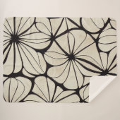 美しいブラック&クリームフローラ毛布 シェルパブランケット (正面(横))