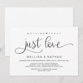 美しいブラック ナッシング ファンシー ただ愛を、駆け落ち結婚 招待状 (正面/裏面)