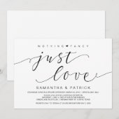 美しいブラック ナッシング ファンシー ただ愛を、駆け落ち結婚 招待状 (正面/裏面)