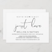 美しいブラック ナッシング ファンシー ジャスト ラブ, ふたりだけの結婚式 招待状 (正面/裏面)