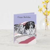 美しいブラック＆ホワイトのスプリンガー・スパニエル カード (黄色い花)