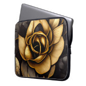 美しいブラック&金ゴールドバラ ラップトップスリーブ (正面左)