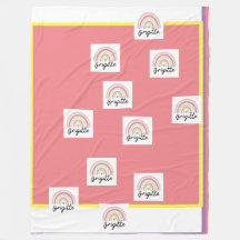 美しいブリジットとレインボーフリースブランケット。