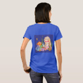 美しいブリュネットヘアの人魚が海で遊ぶ Tシャツ (裏面フル)