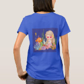 美しいブリュネットヘアの人魚が海で遊ぶ Tシャツ (裏面)