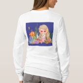美しいブリュネットヘアの人魚が海で遊んでいる Tシャツ (裏面)