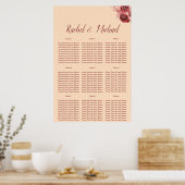 美しいブルゴーニュと桃のフローラ結婚ズ ポスター (キッチン)