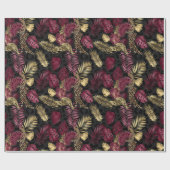 美しいブルゴーニュと金ゴールドサファリ ラッピングペーパー (フラット)