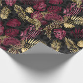 美しいブルゴーニュと金ゴールドサファリ ラッピングペーパー (角)