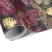 美しいブルゴーニュと金ゴールドサファリ ラッピングペーパー (ロールコーナー)