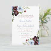 美しいブルゴーニュのダスティブルー結婚フローラ 招待状 (スタンド正面)