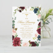 美しいブルゴーニュの海軍フローラナースピン留め式 招待状 (スタンド正面)