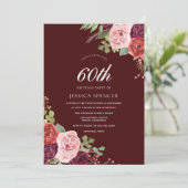 美しいブルゴーニュの花60誕生日招待状 招待状 (スタンド正面)