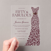 美しいブルゴーニュエレガントドレス50誕生日 アクリル招待状 (インサイチュ (ポータブル))