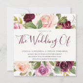 美しいブルゴーニュピンクベリー結婚フローラ 招待状 (正面)