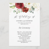 美しいブルゴーニュレッドホワイトフローラ結婚ズ プログラム (正面)