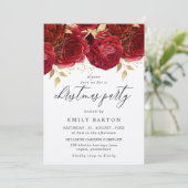 美しいブルゴーニュ赤いバラのクリスマスパーティー 招待状 (スタンド正面)