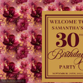 美しいブルゴーニュ赤面金ゴールドボホ30歳の誕生日 タペストリー