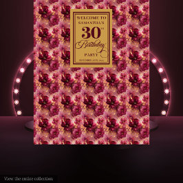 美しいブルゴーニュ赤面金ゴールドボホ30歳の誕生日 タペストリー