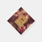 美しいブルゴーニュ赤面金ゴールド水彩30th スタンダードカクテルナプキン (角)