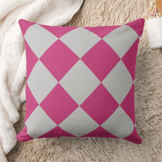 美しいブルゴーニュ&グレーダイヤモンドパターン クッション (ブランケット)