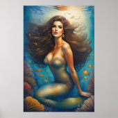 美しいブルネットマーメイド ポスター (正面)