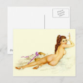 美しいブルネット！ヴィンテージが女の子をピン留めする ポストカード (正面/裏面)