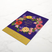 美しいブルーとゴールドの花の母の日 フォイル 箔シーズンカード (回転した状態)