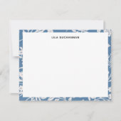 美しいブルーとホワイトの花柄グリーティングカード ノートカード (正面)