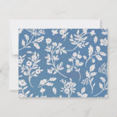 美しいブルーとホワイトの花柄グリーティングカード ノートカード (裏面)