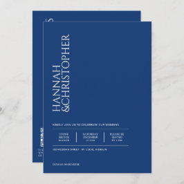 美しいブルーと詳細とQRコード結婚ズ 招待状