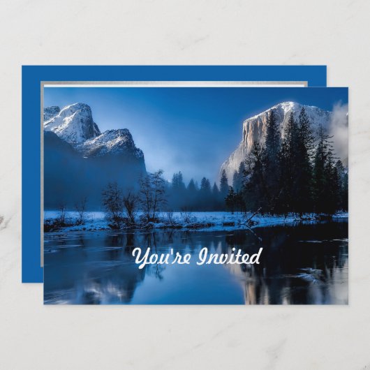 美しいブルーのイエローストーン写真の誕生日 招待状 (正面/裏面)