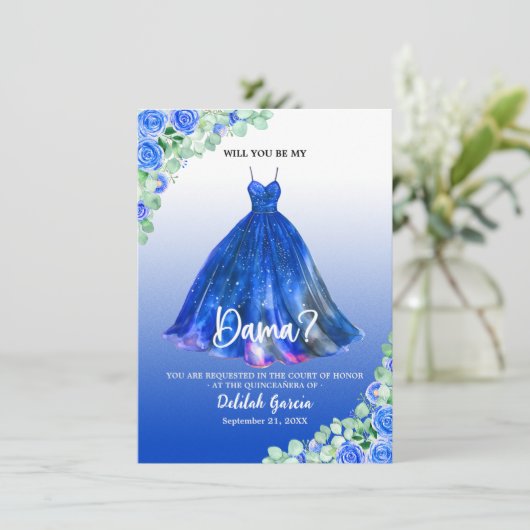 美しいブルーのキンセアニエラ ダマの提案 招待状 (スタンド正面)