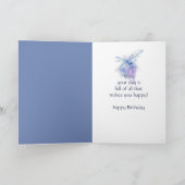 美しいブルーのトンボの自然アート 誕生日おめでとう カード (内部)