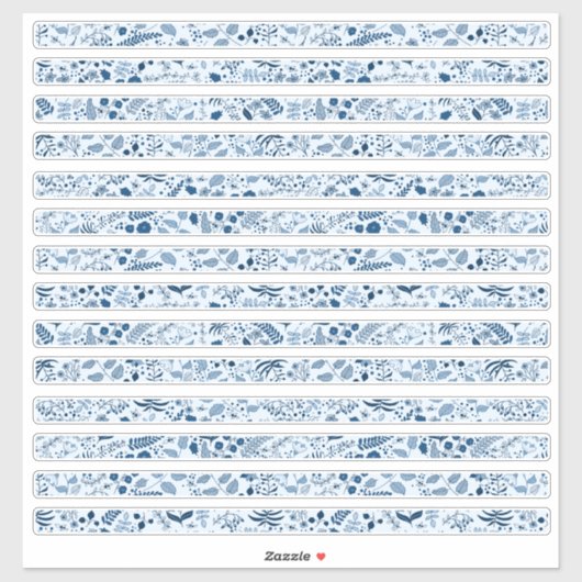 美しいブルーのボーホー フラワー ボーダー シール (シート)