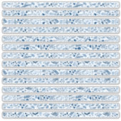 美しいブルーのボーホー フラワー ボーダー シール (正面)