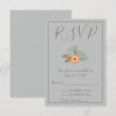 美しいブルーの出欠確認 招待状 (正面/裏面)