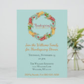 美しいブルーの感謝祭のディナー 招待状 (スタンド正面)