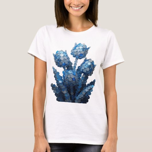 美しいブルーの抽象芸術ステートメントデザイン Tシャツ (正面)