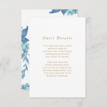 美しいブルーの花のウェディングゲストの詳細