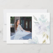 美しいブルーの花の15歳誕生日 クインセアニェラ フォト 招待状 (裏面)