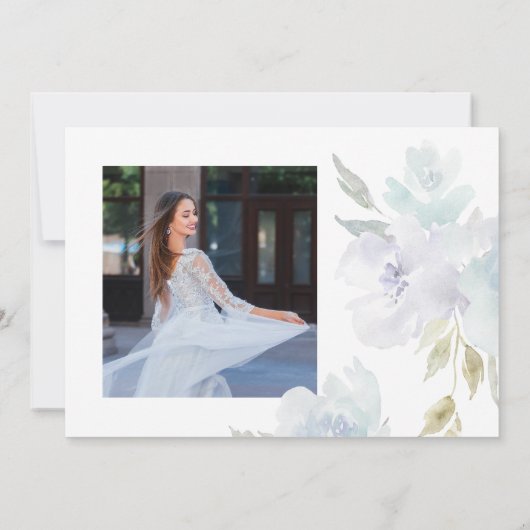 美しいブルーの花の15歳誕生日 クインセアニェラ フォト 招待状 (裏面)