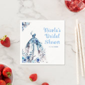 美しいブルーの花柄ドレス ブライダルシャワー スタンダードカクテルナプキン (インサイチュ)